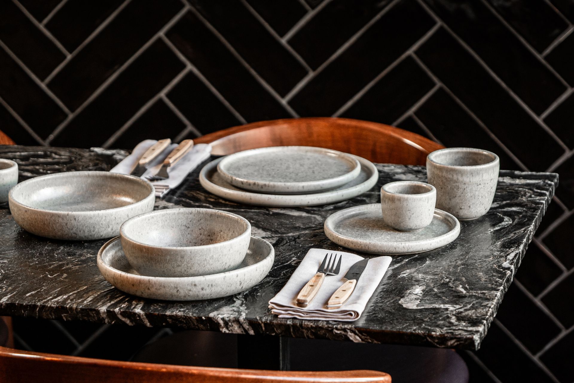 Details of bowls and plates